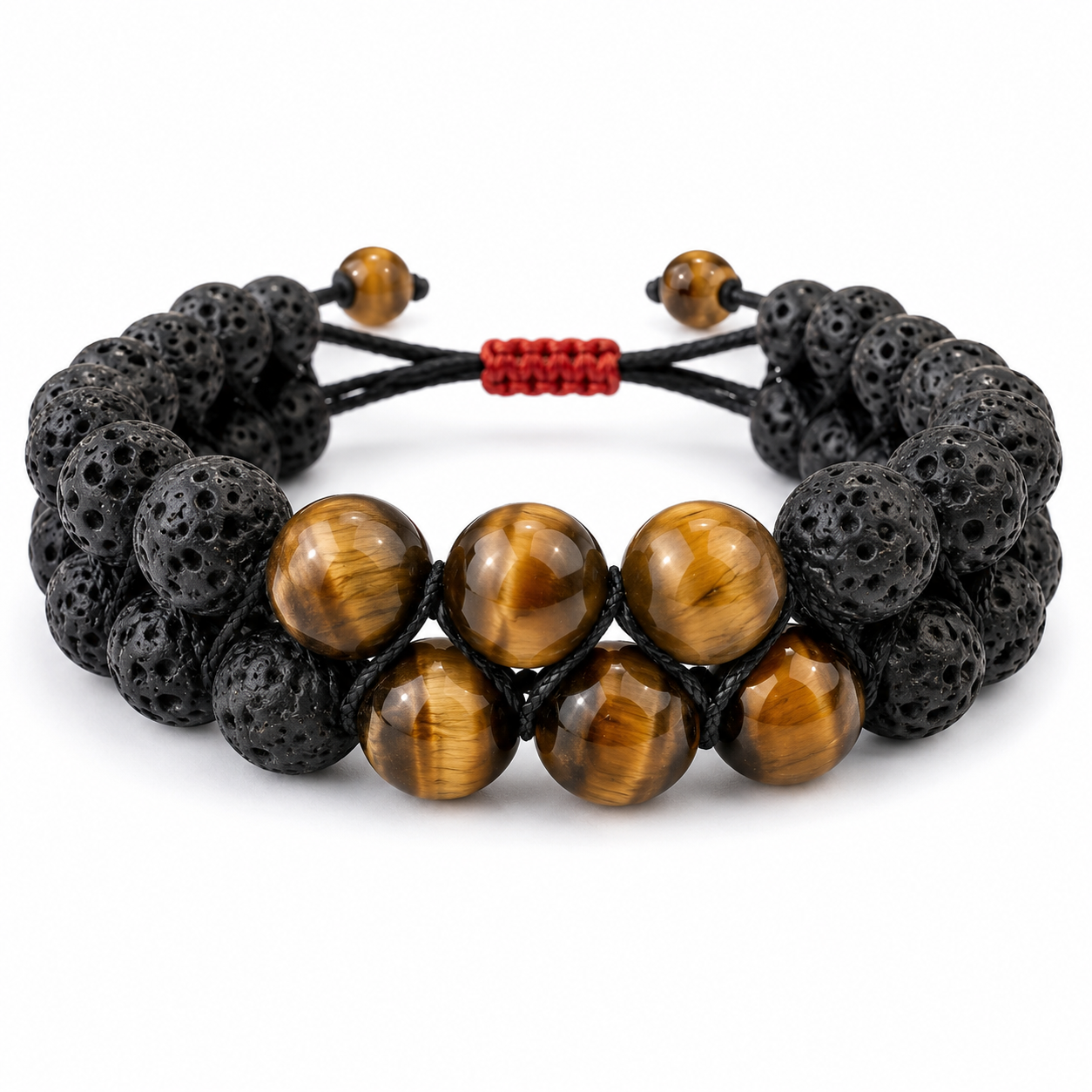Tiger Eye aur Lava Stone Nazar Suraksha Bracelet - Asli Natural Stones - Suyagya